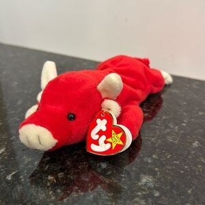 TY Beanie Baby "Snort" the Red Bull. All tags in place. Vintage dated 1995.
